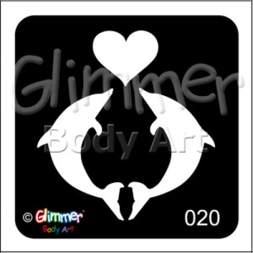 Glitter tattoo 020 Dolphin Heart Pack Of 5 (020 Dolphin Heart Pack Of 5)